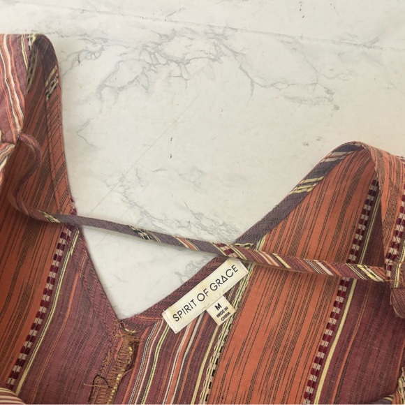 Spirit Of Grace Striped High Low Wrap Dress Size Medium Waist Tie Sleeveless - Picture 5 of 6